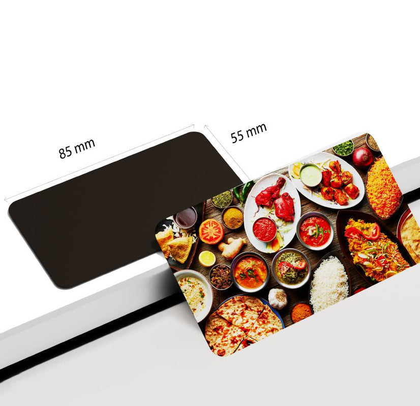 dhcrafts Rectangular Rubber Fridge Magnet Multicolor Food Non Veg Platter Rectangular Design Pack of 1 (8.6cm x 5.4cm)